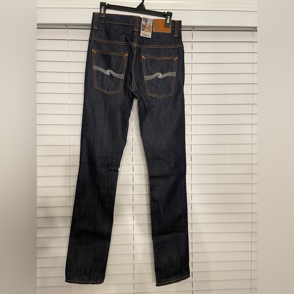 Nudie Thin Finn Dry ECRU EMBRO Organic  Mens Jeans Size Waist 30 Length 34 (NWT)